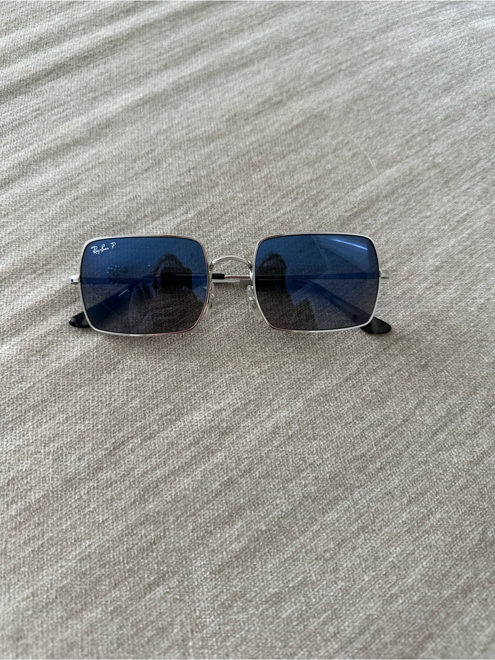 Ray-Ban Square Metal Sunglasses - Blue Lenses, Silver Frame